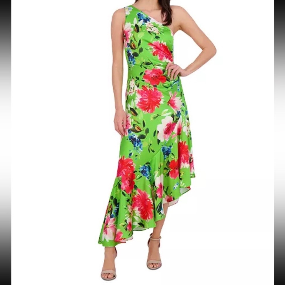 NWT Eliza J Women's Printed Asymmetric One-Shoulder Midi Dress Size 4